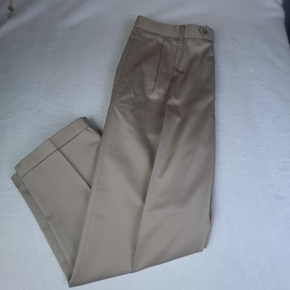 Jos. A. Bank Pants Mens 40x30 Beige Traveler Khakis Pleated Cuffed Twill Chino